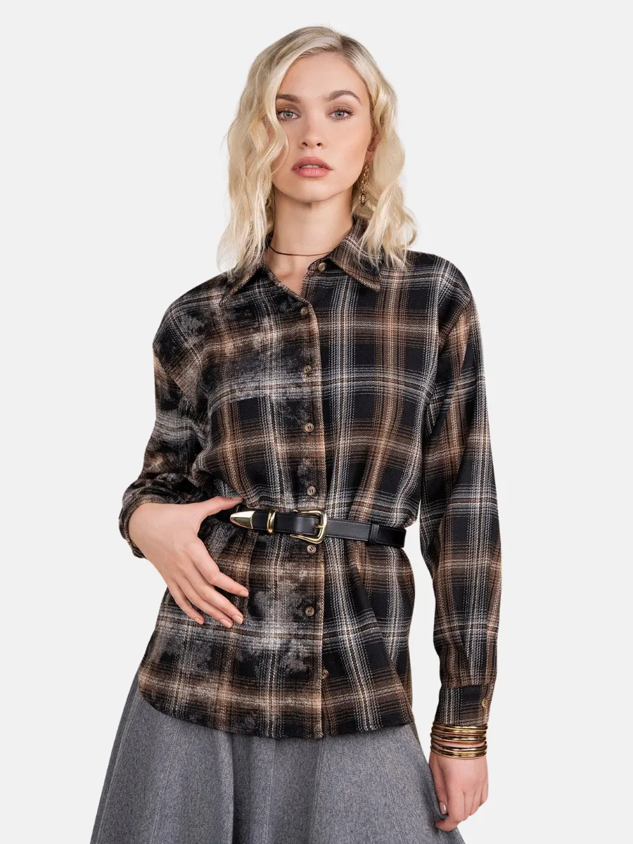 Praia Shirt in Black Plaid