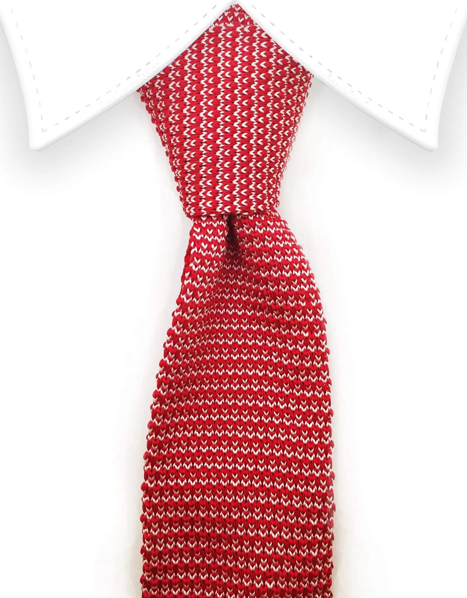 Red and White Knitted Tie