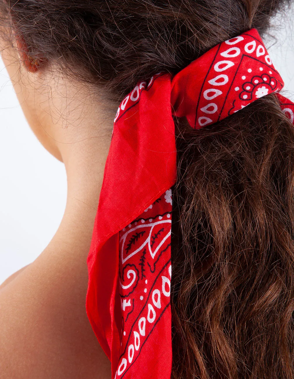 Red Paisley Bandana Hair Scarf