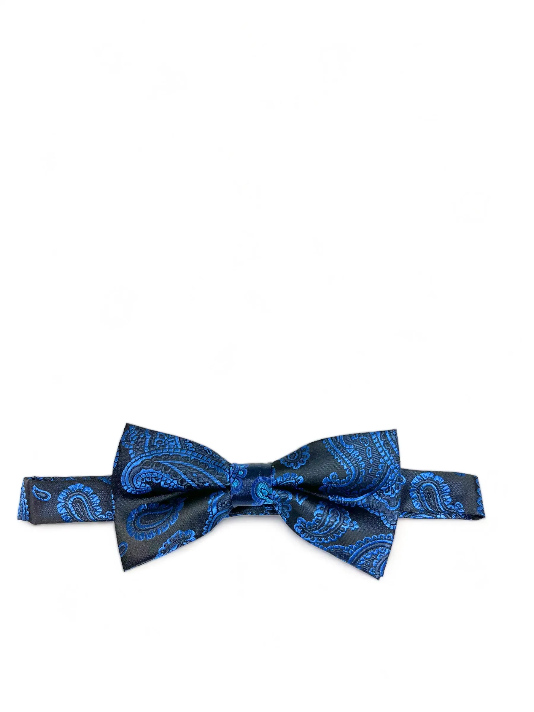 Royal Blue and Black Fashionable Paisley Bow Tie