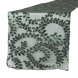 Sequin Vine Table Runner - Emerald Green