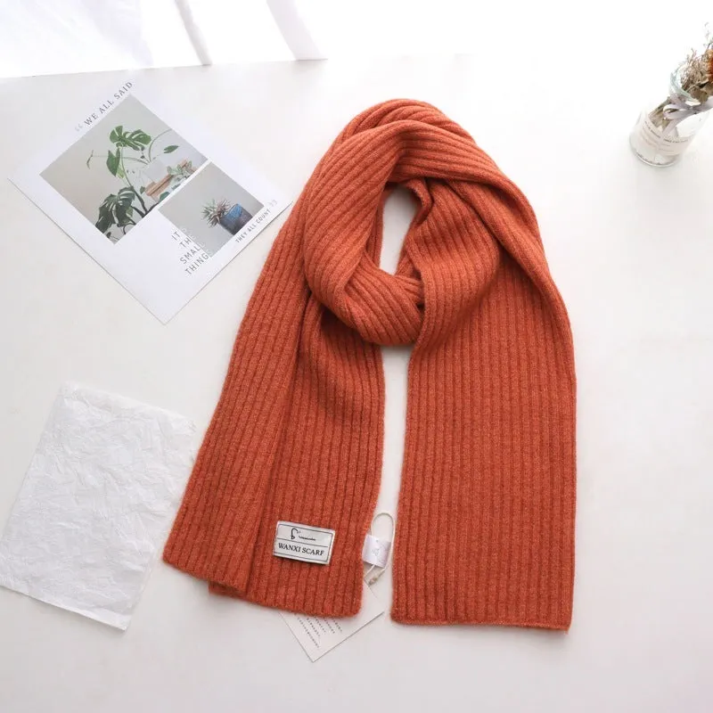 Short Knitted Plain Striped Scarves For Men And Women