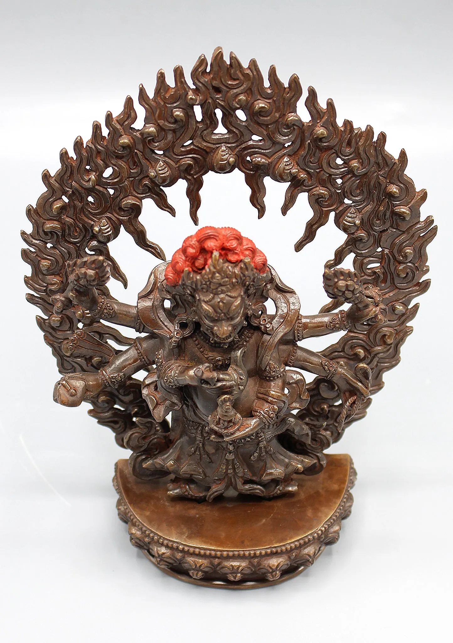 Six Armed White Mahakala Copper Statue