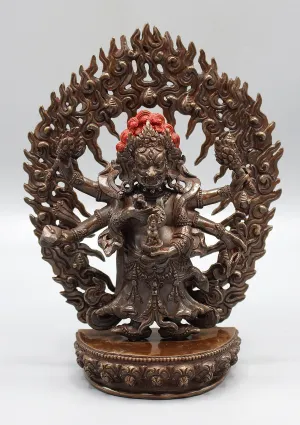 Six Armed White Mahakala Copper Statue