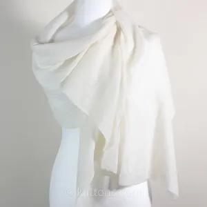 Soft Featherweight 100% Cashmere Scarf - Handspun Pashmina Stole from Ladakh, Himalayas | Cream, 15x70"