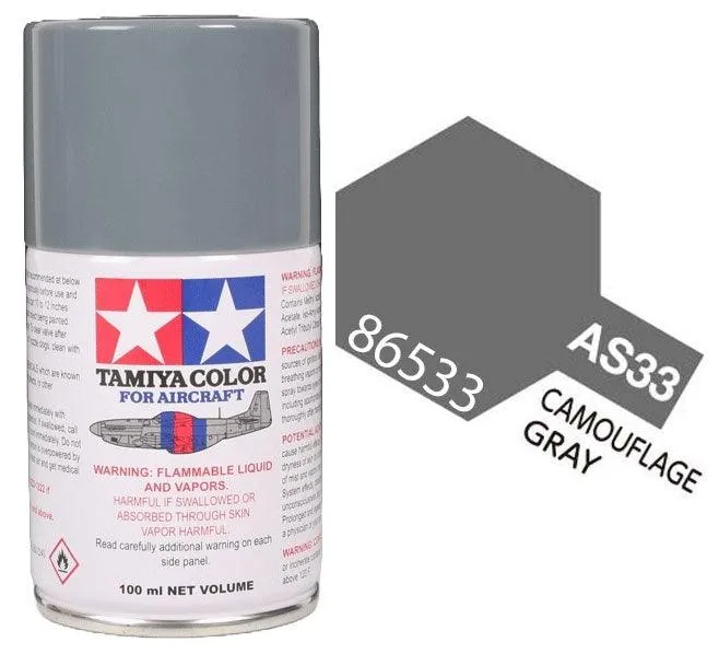 Tamiya 86533 AS-33 Camouflage Gray Aircraft Lacquer Spray Paint 100ml