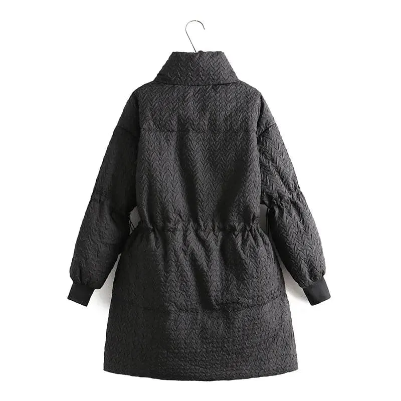 Thick Mid-Length Winter Coat with Pockets, 3D Print | XL-4XL Sizes