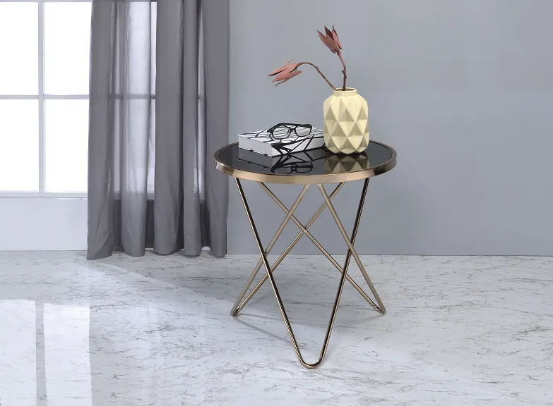 Valora Champagne & Black Glass End Table