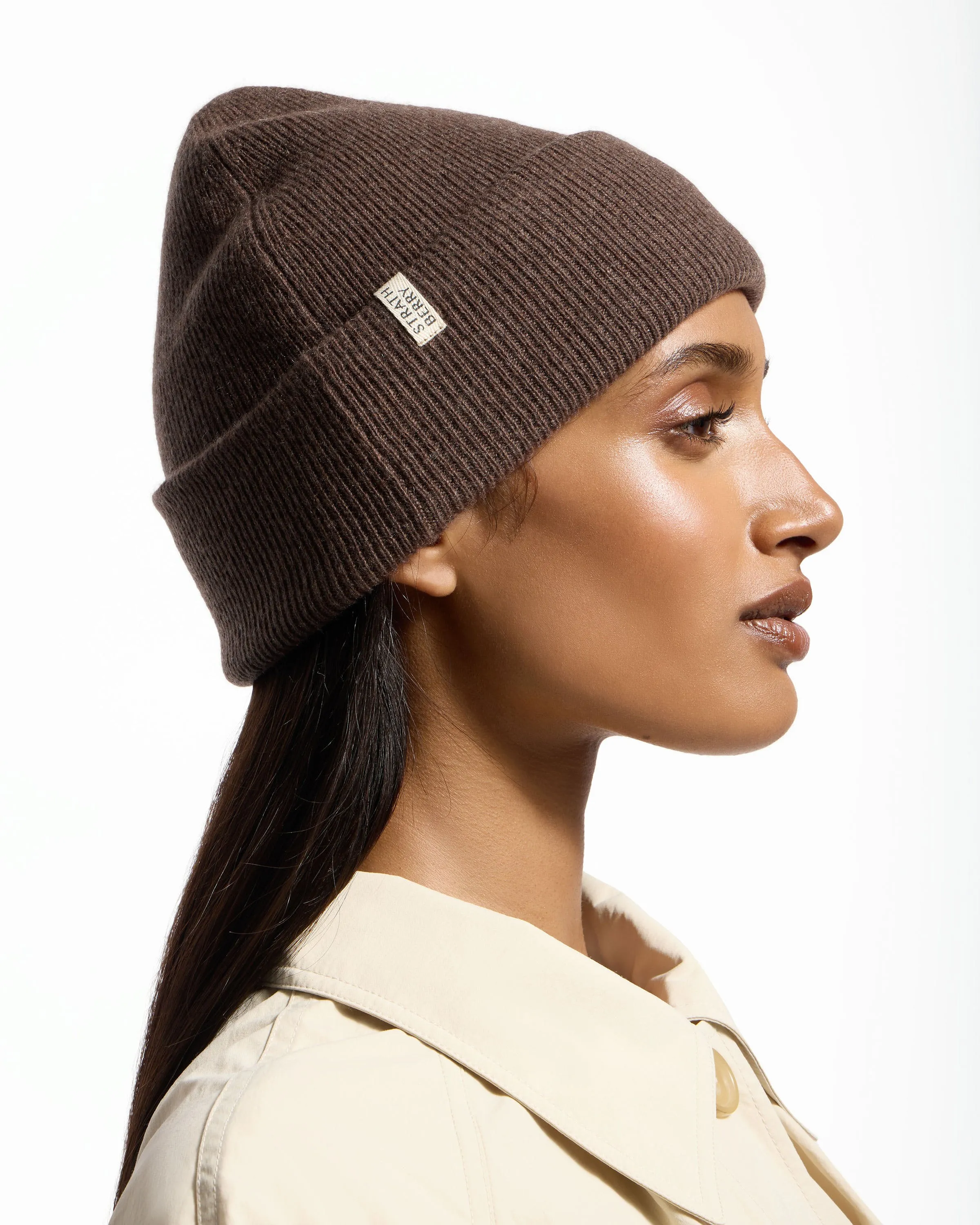 Westray Ribbed Cashmere Beanie - Coffee