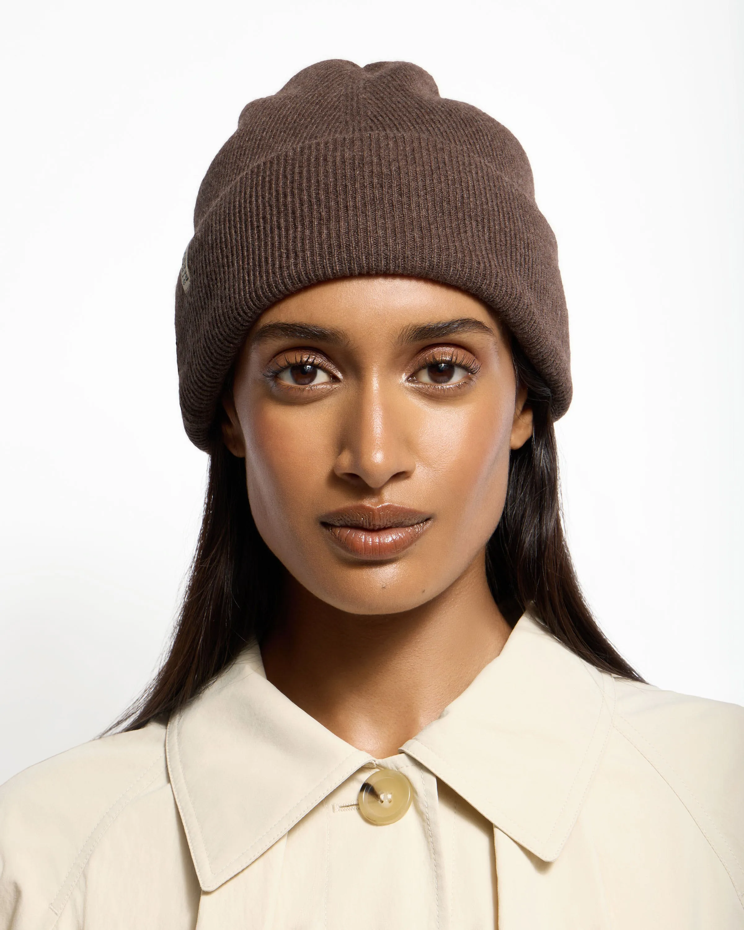 Westray Ribbed Cashmere Beanie - Coffee