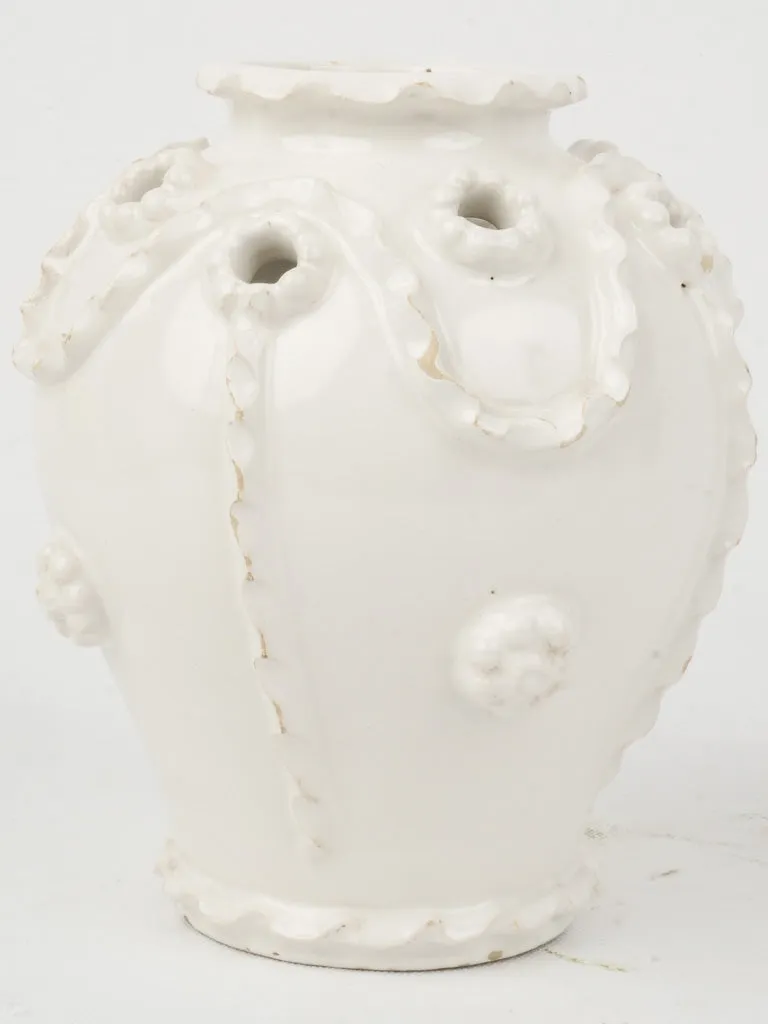 White Glazed Tulipiere Vase by Émile Tessier, Malicorne, 8¾"