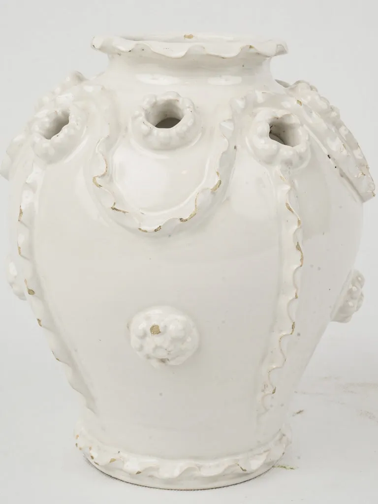 White Glazed Tulipiere Vase by Émile Tessier, Malicorne, 8¾"