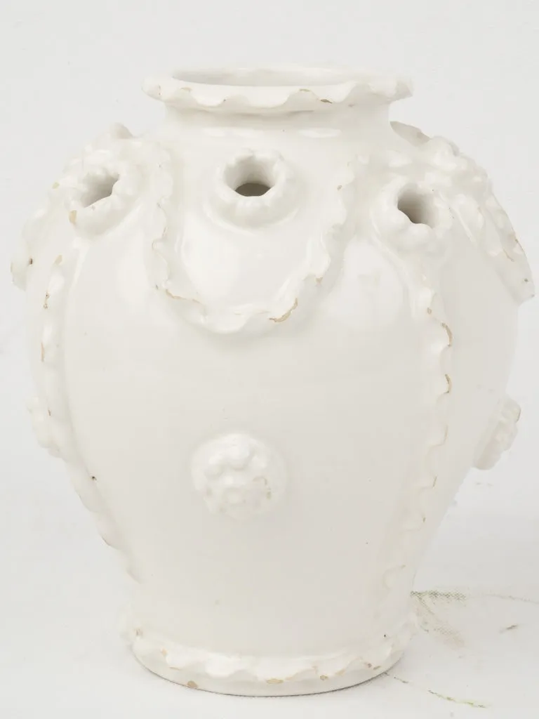 White Glazed Tulipiere Vase by Émile Tessier, Malicorne, 8¾"