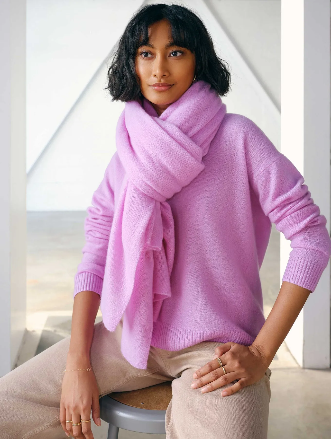 White   Warren - Cashmere Travel Wrap in Bright Lavender