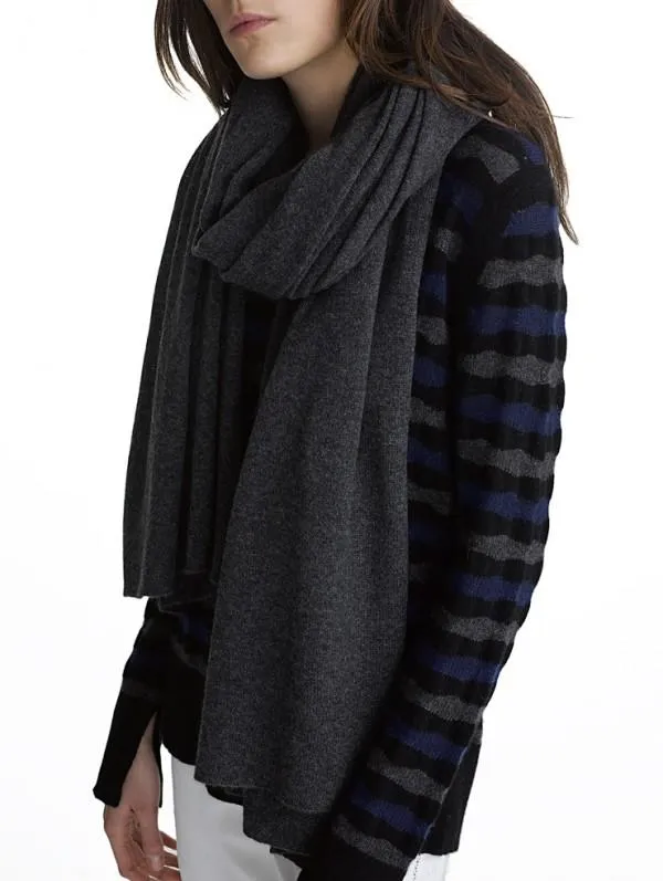 White   Warren - Cashmere Travel Wrap in Charcoal Heather