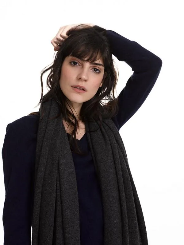 White   Warren - Cashmere Travel Wrap in Charcoal Heather